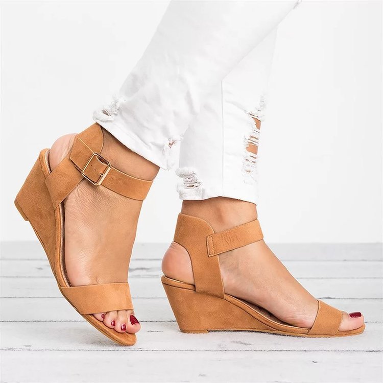 Damen Wedge-Sandalen mit Riemchen und komfortablem Fußbett