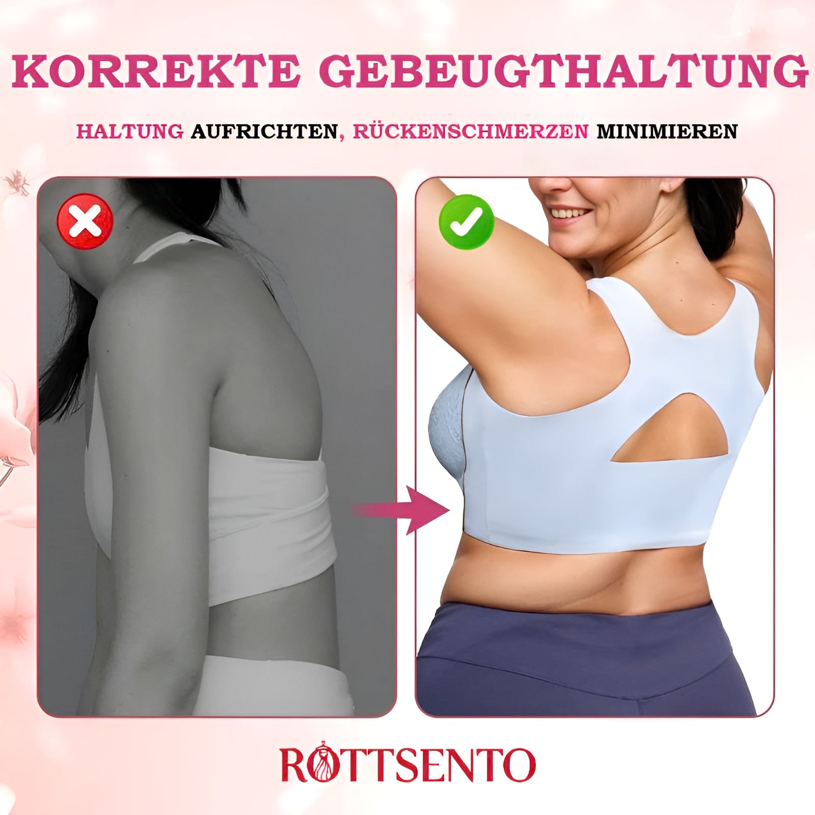 Rottsento-Bequemer, formender Haltungskorrektur-BH mit front-Knopfverschluss