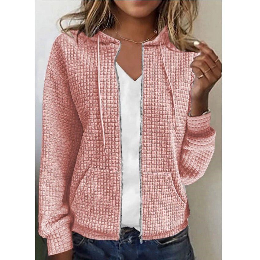 Damen Fleecejacke Waffelmuster