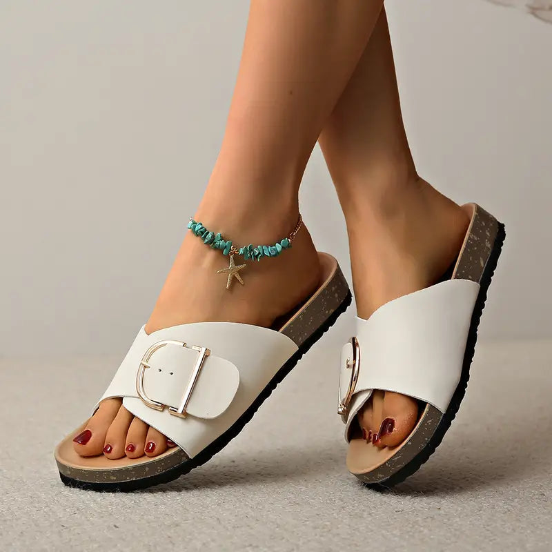 Orthopädische flache Sandalen mit verstellbarer Schnalle