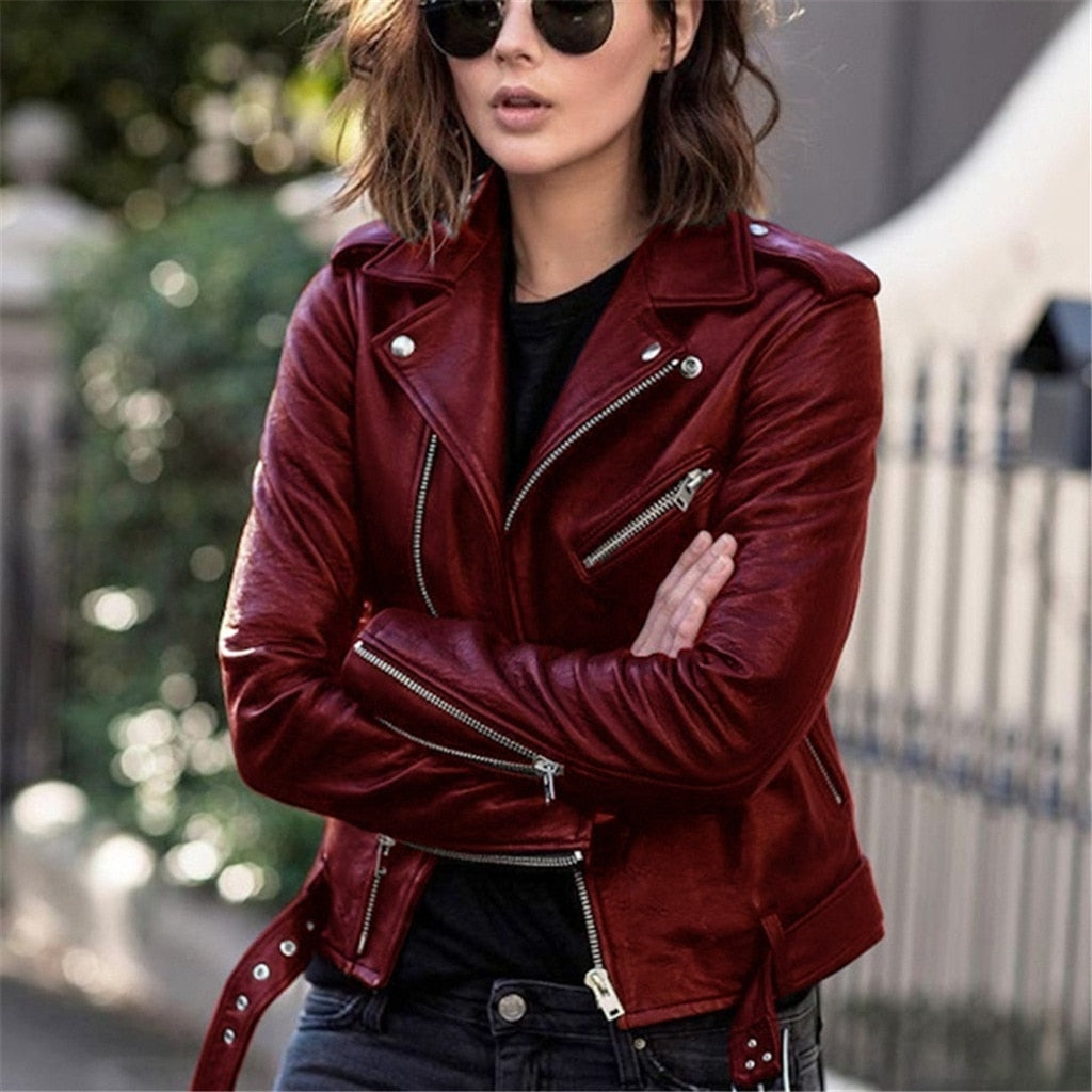 Hochwertige Lederjacke im Biker-Stil