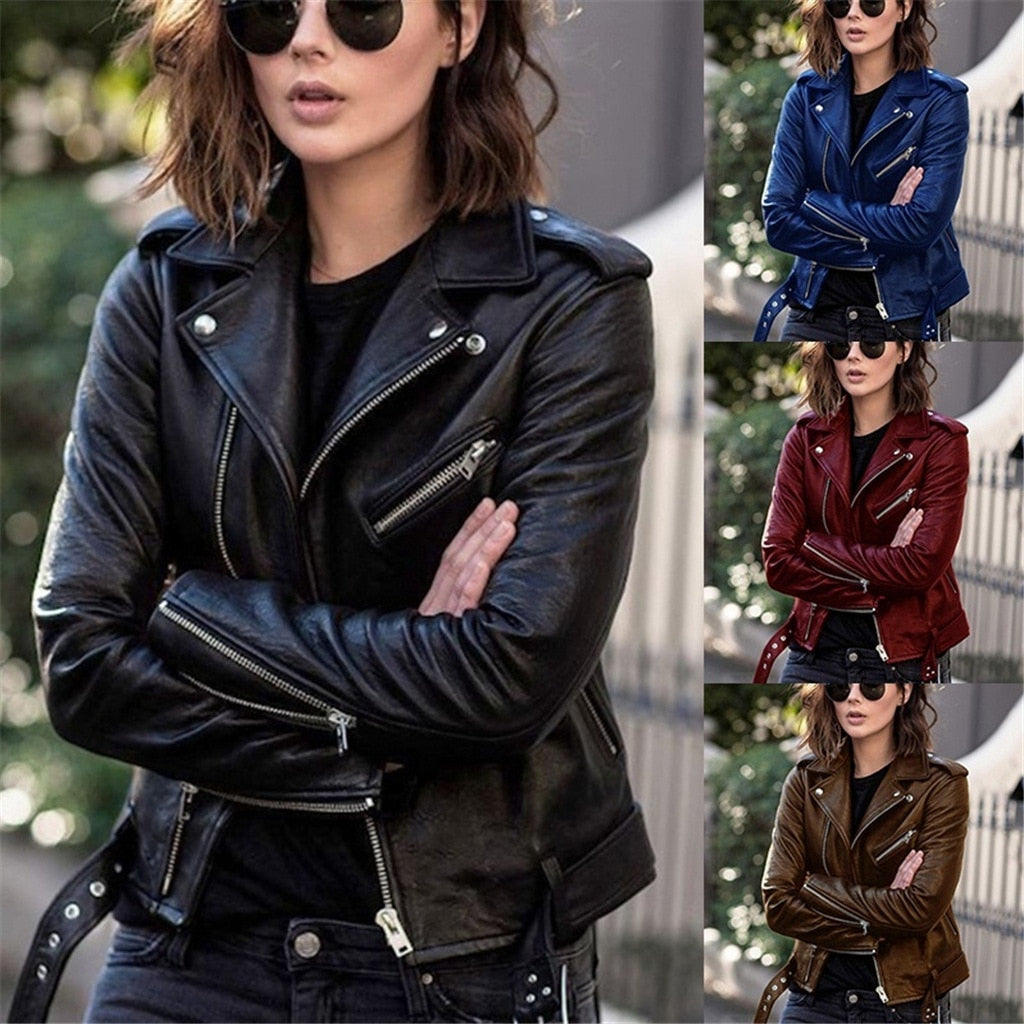 Hochwertige Lederjacke im Biker-Stil