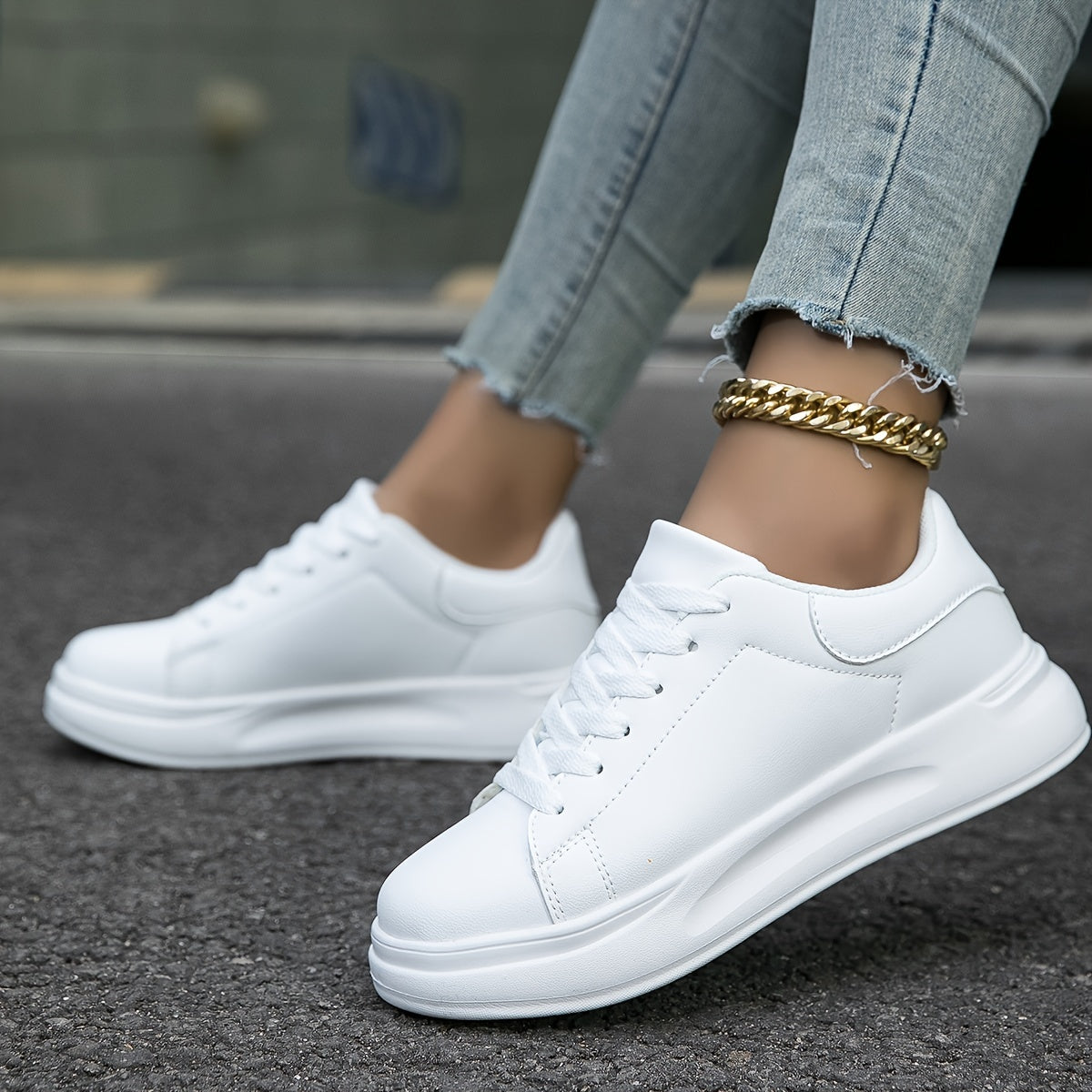 Weiße Damen Ledersneaker mit orthopädischer Unterstützung