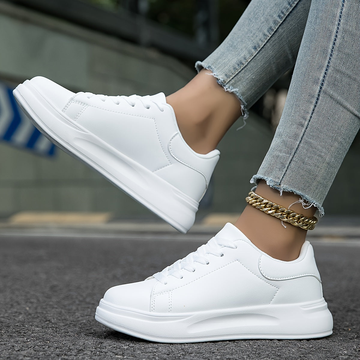 Weiße Damen Ledersneaker mit orthopädischer Unterstützung