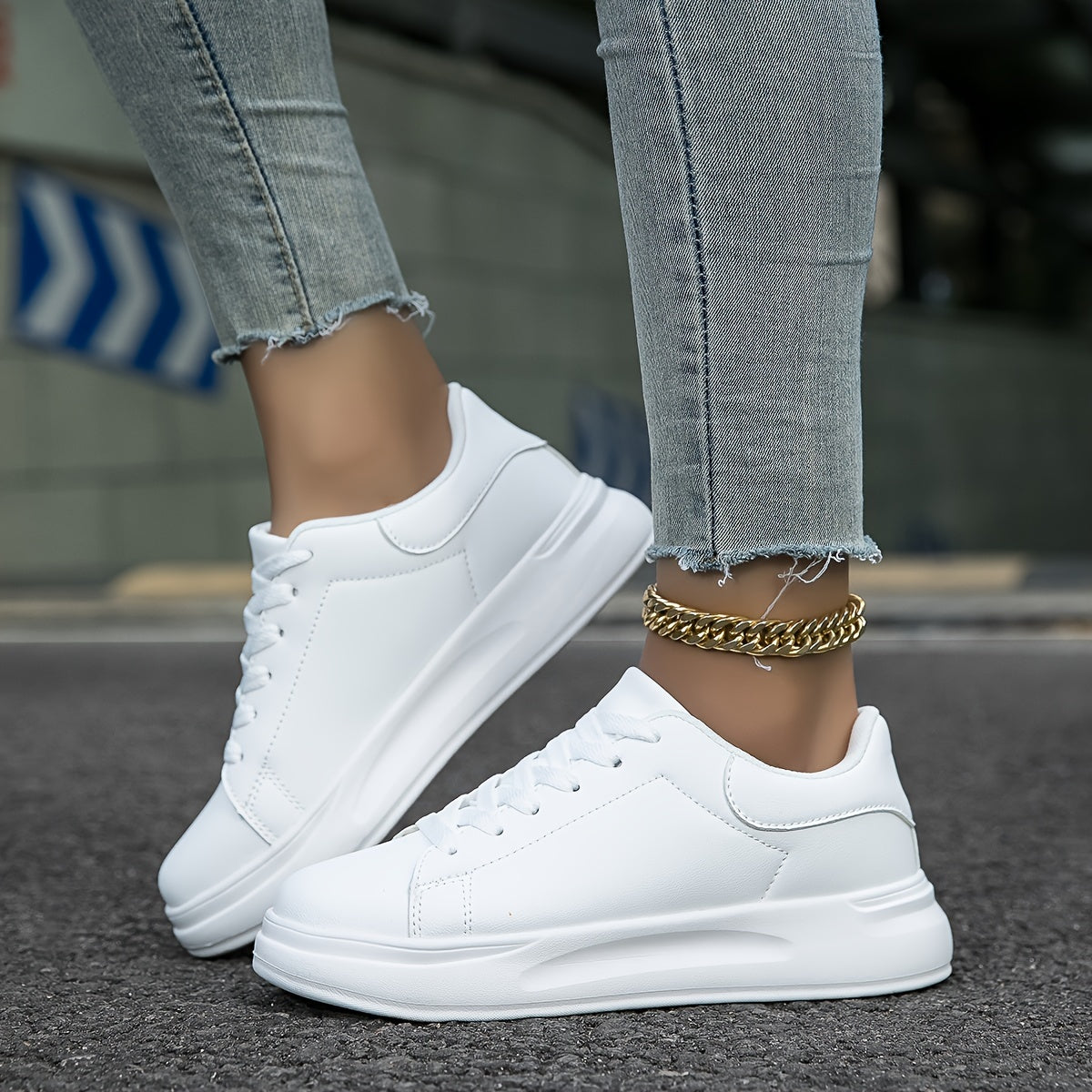 Weiße Damen Ledersneaker mit orthopädischer Unterstützung