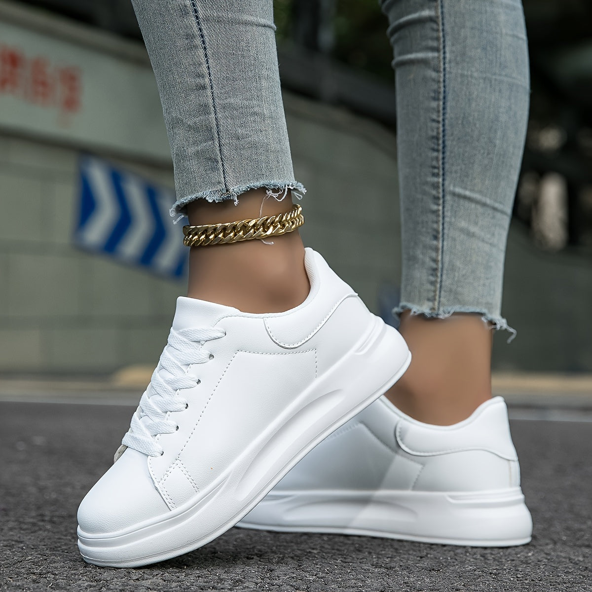 Weiße Damen Ledersneaker mit orthopädischer Unterstützung