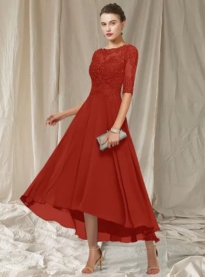 Elegantes Abendkleid, knielang, Spitze