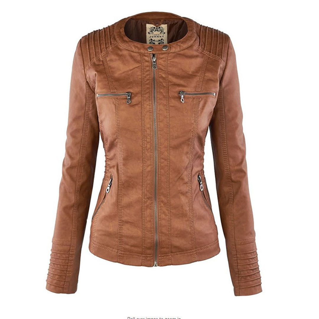 Damen Lederjacke mit Kapuze, wetterfest