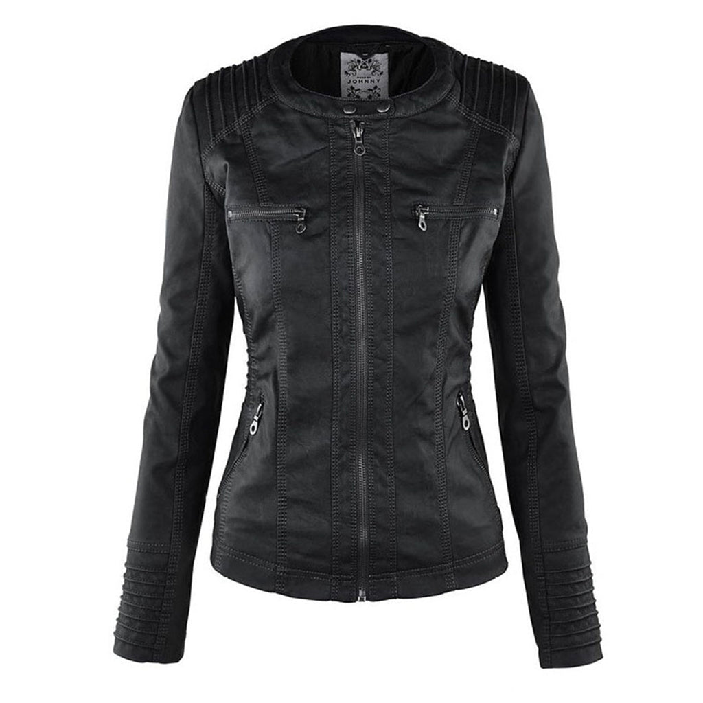 Damen Lederjacke mit Kapuze, wetterfest