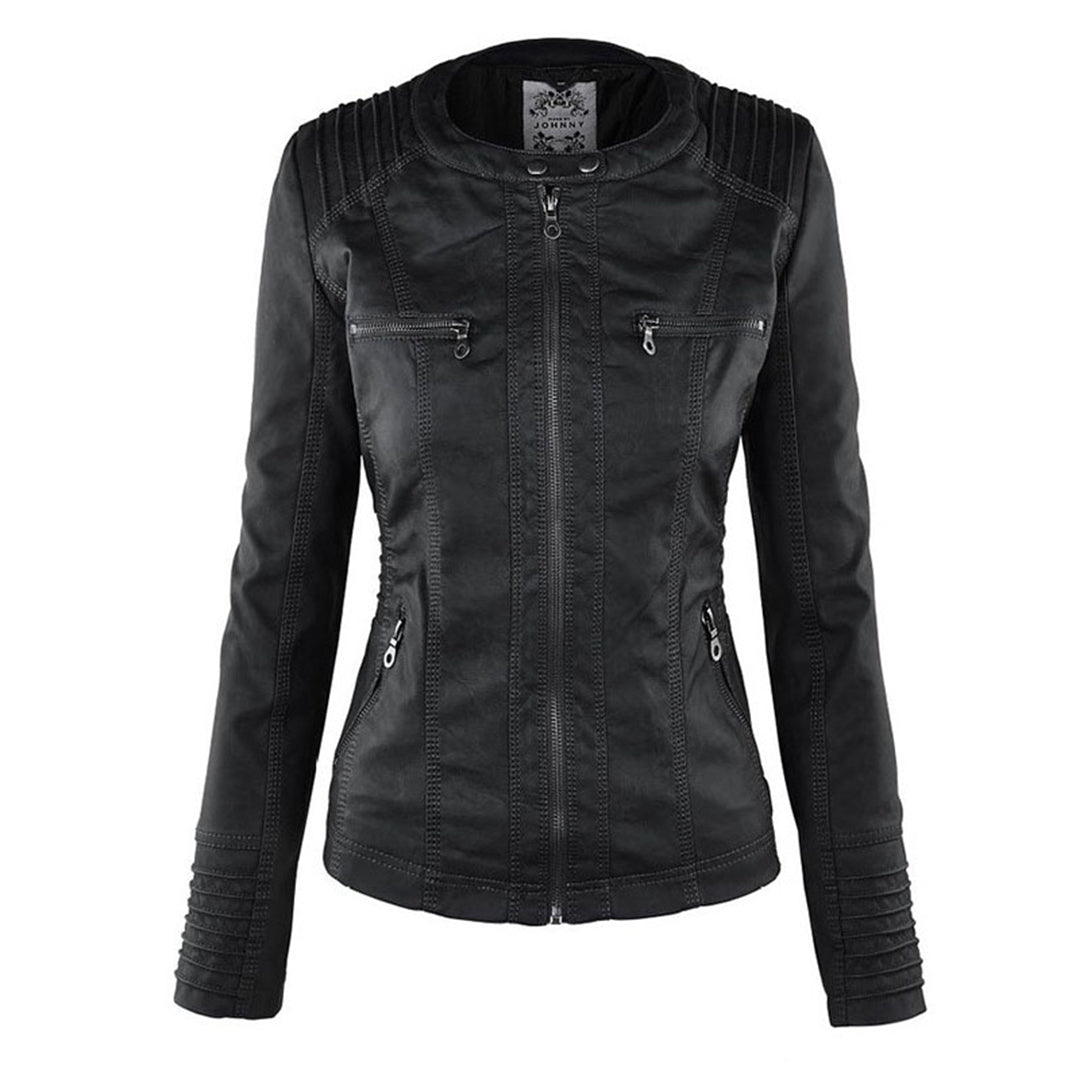 Damen Lederjacke mit Kapuze, wetterfest