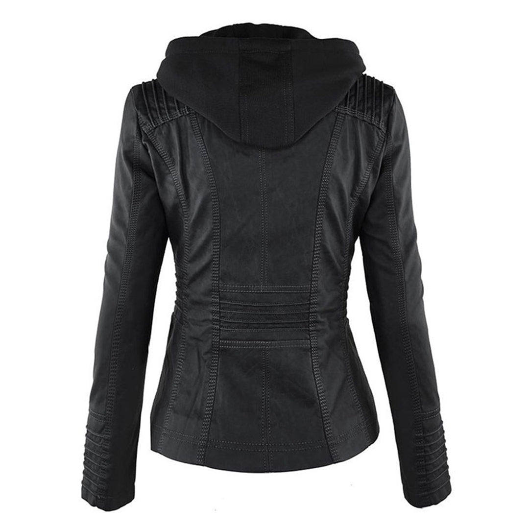 Damen Lederjacke mit Kapuze, wetterfest
