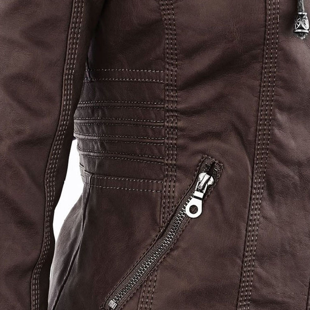Damen Lederjacke mit Kapuze, wetterfest