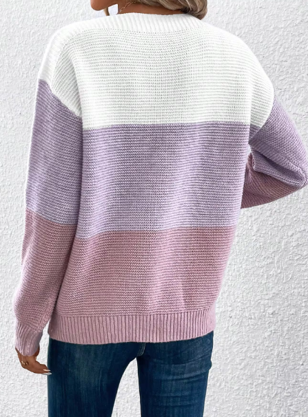 Elegantes Dreifarbiges Patchwork-Pullover