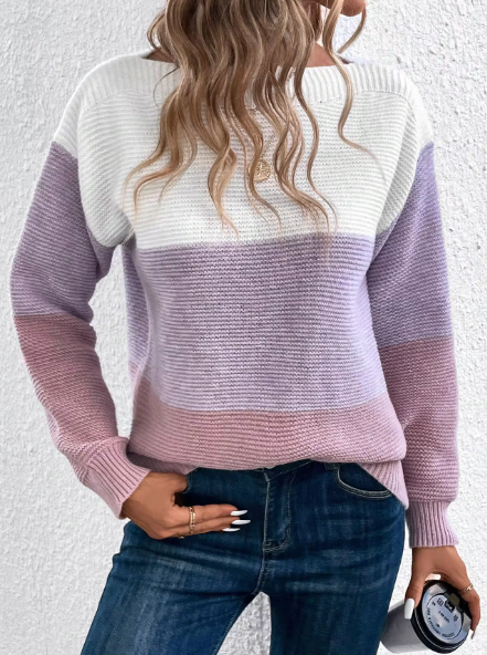 Elegantes Dreifarbiges Patchwork-Pullover