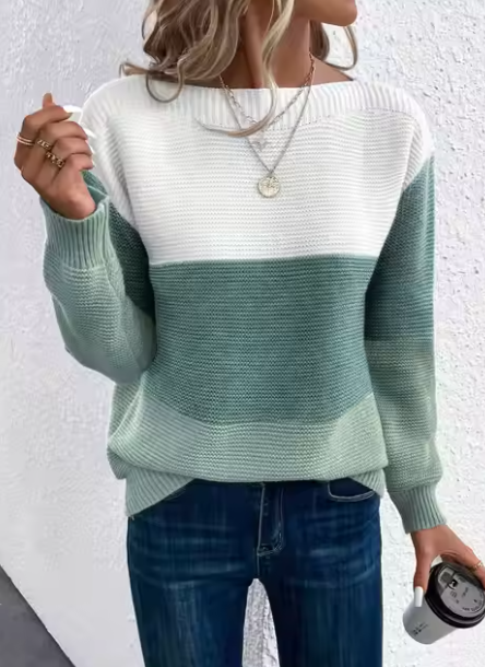 Elegantes Dreifarbiges Patchwork-Pullover
