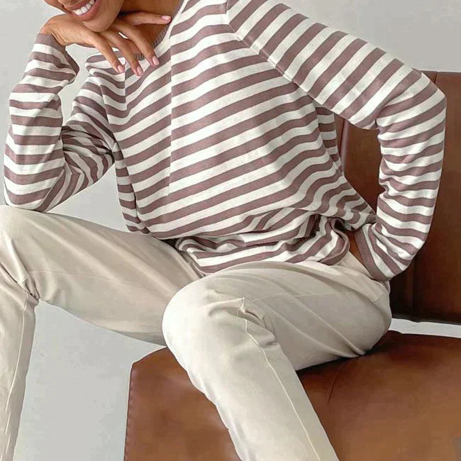 Elegantes gestreiftes Langarm-Shirt aus leichtem Stoff