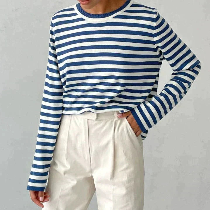 Elegantes gestreiftes Langarm-Shirt aus leichtem Stoff