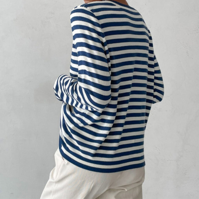 Elegantes gestreiftes Langarm-Shirt aus leichtem Stoff