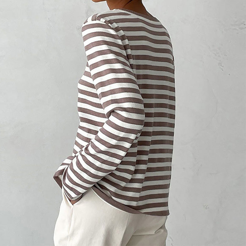 Elegantes gestreiftes Langarm-Shirt aus leichtem Stoff