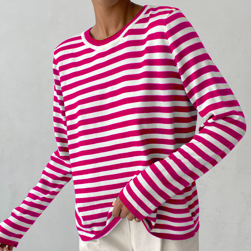 Elegantes gestreiftes Langarm-Shirt aus leichtem Stoff
