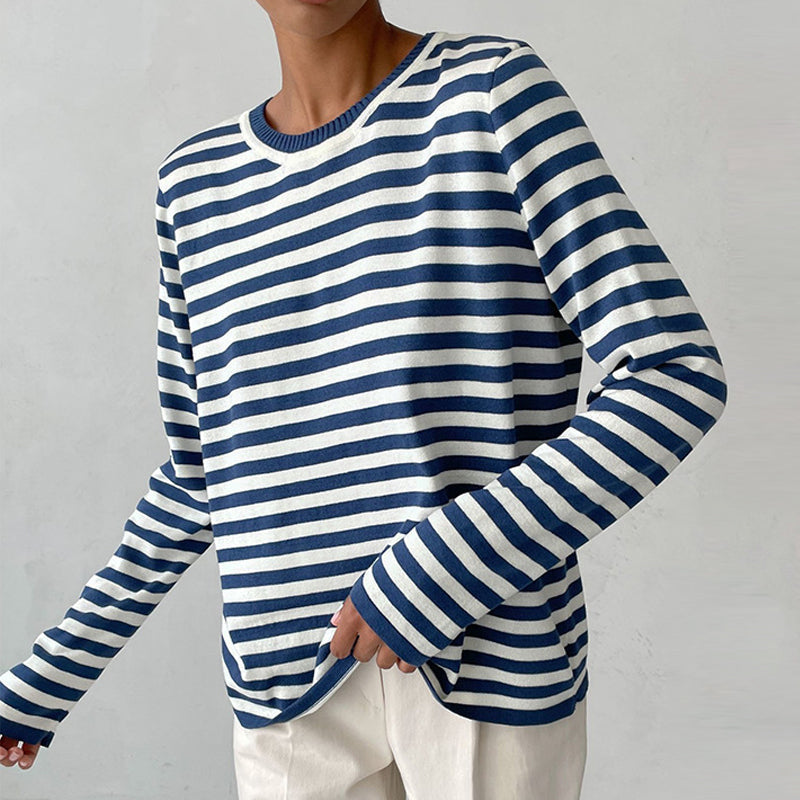 Elegantes gestreiftes Langarm-Shirt aus leichtem Stoff