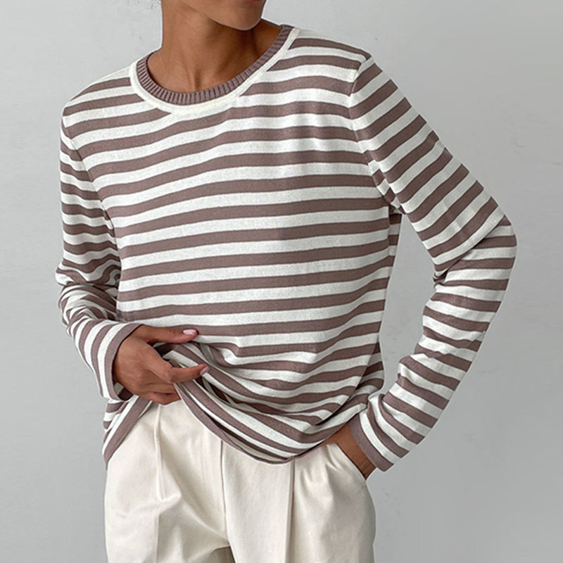 Elegantes gestreiftes Langarm-Shirt aus leichtem Stoff