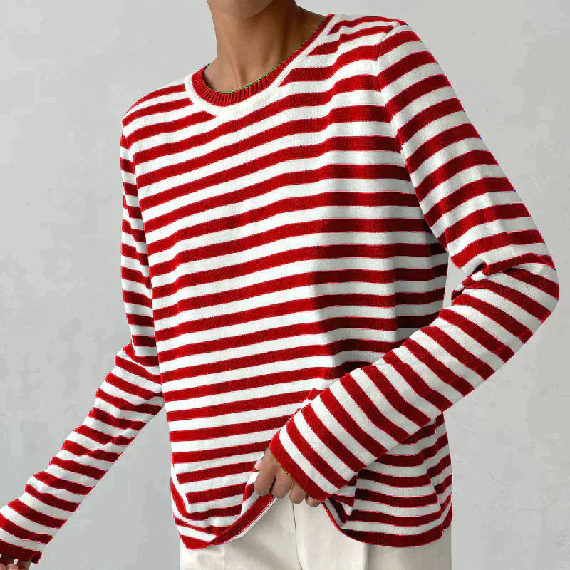 Elegantes gestreiftes Langarm-Shirt aus leichtem Stoff