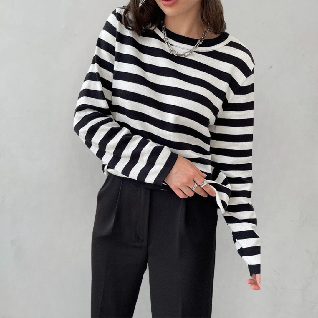Elegantes gestreiftes Langarm-Shirt aus leichtem Stoff