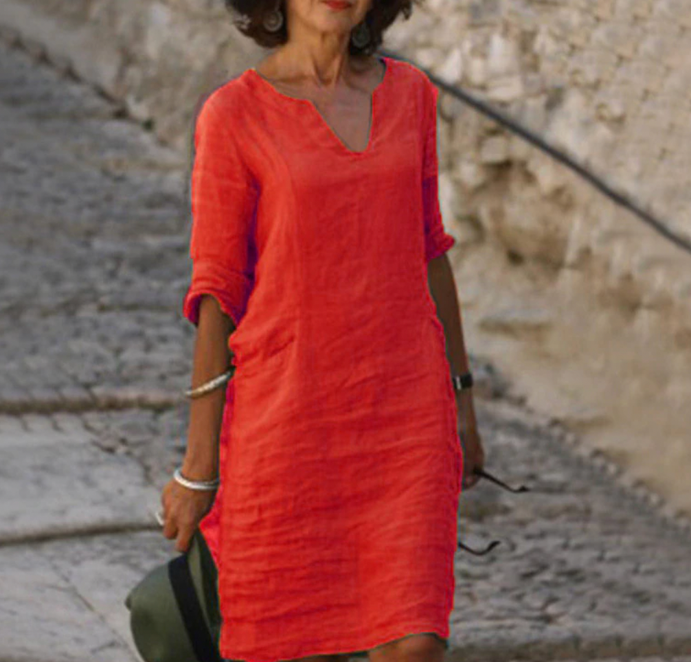 Damen Dreiviertelarm Kleid - Elegantes & bequemes Alltagskleid