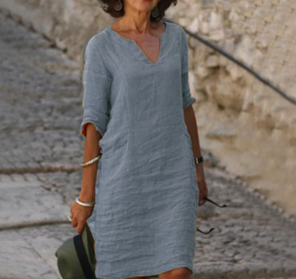 Damen Dreiviertelarm Kleid - Elegantes & bequemes Alltagskleid