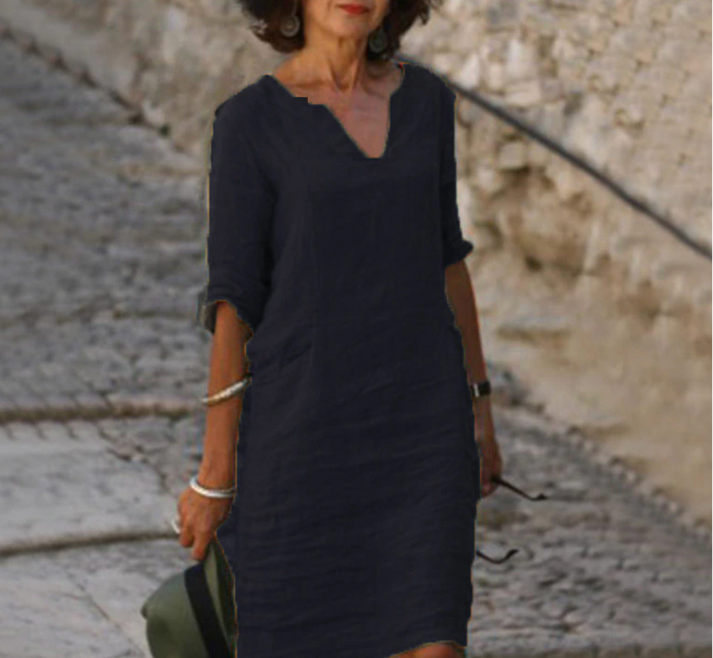 Damen Dreiviertelarm Kleid - Elegantes & bequemes Alltagskleid