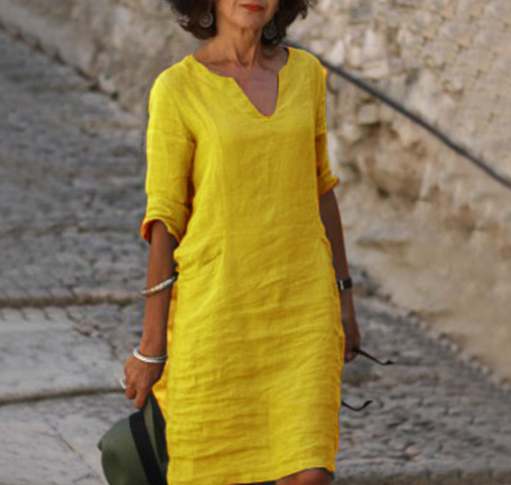Damen Dreiviertelarm Kleid - Elegantes & bequemes Alltagskleid