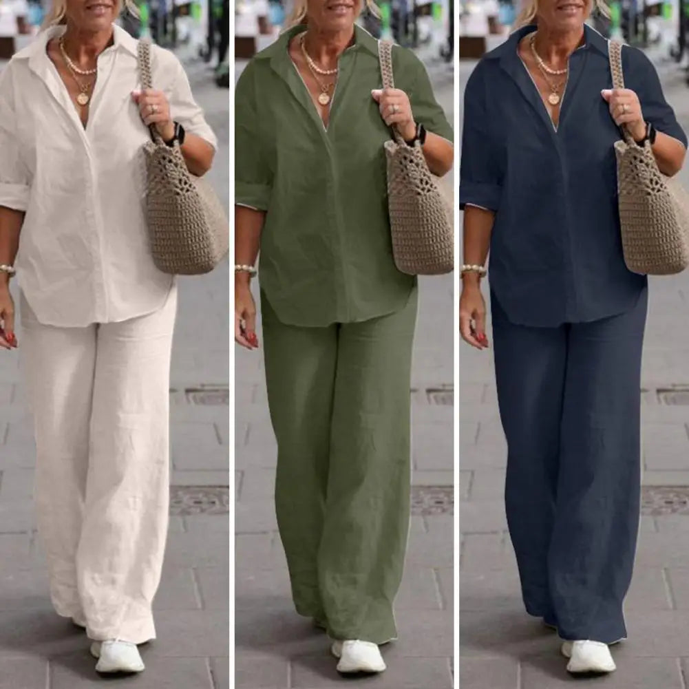 Leinen Zweiteiler Damen Elegant