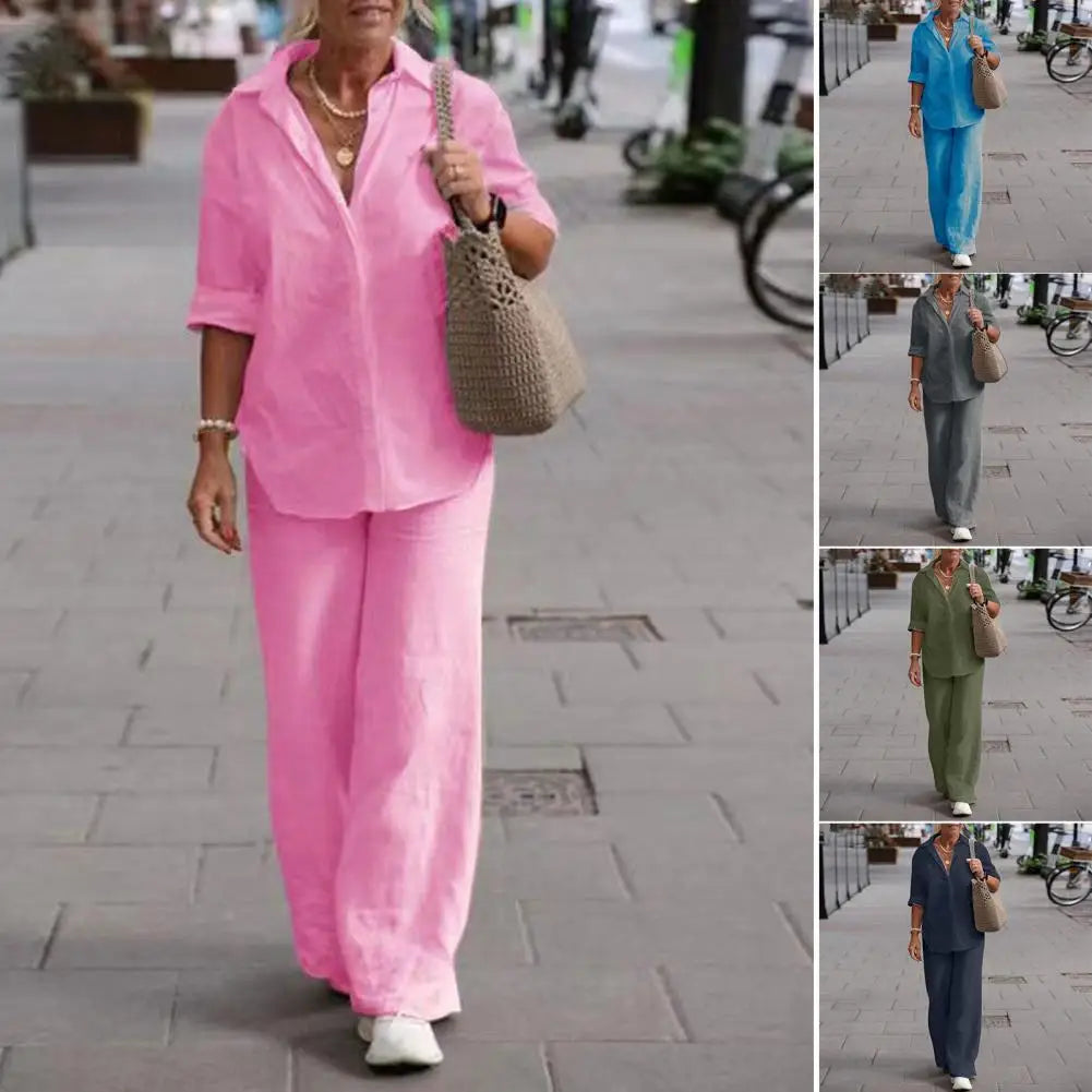 Leinen Zweiteiler Damen Elegant