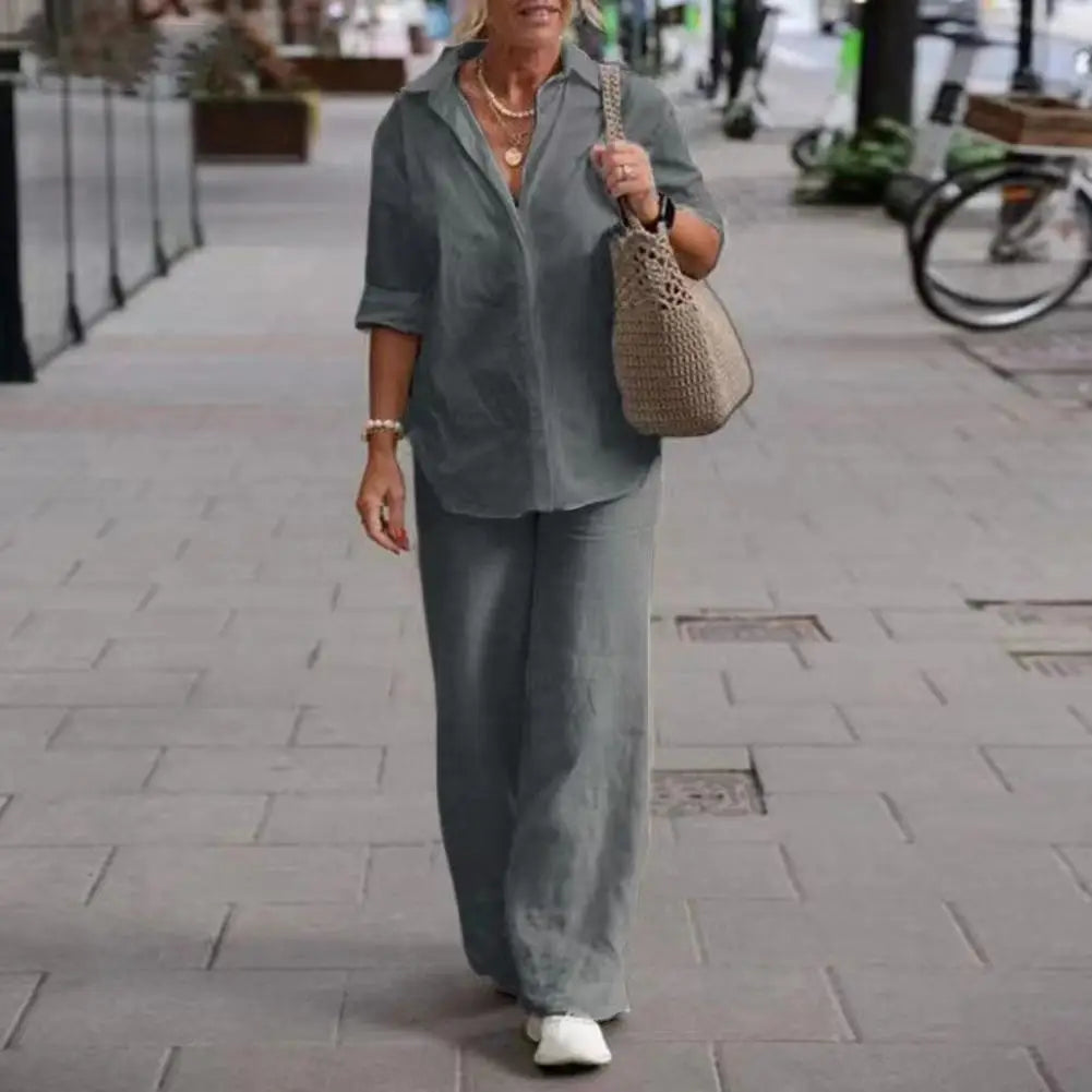Leinen Zweiteiler Damen Elegant