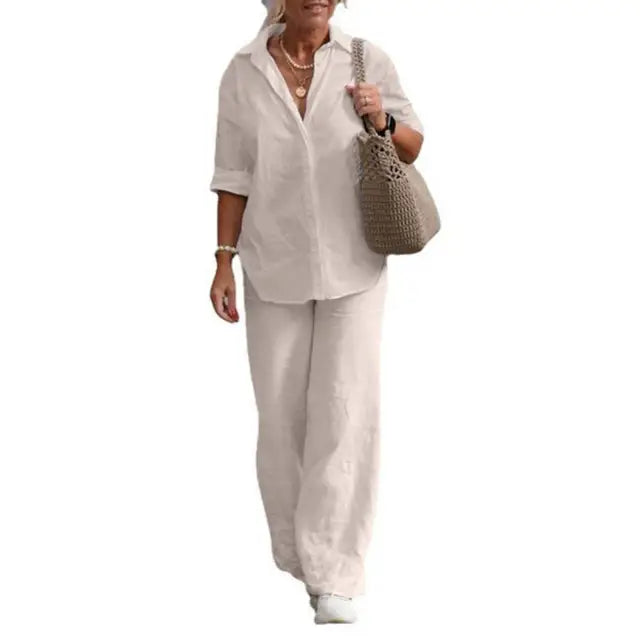 Leinen Zweiteiler Damen Elegant