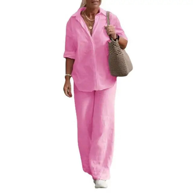 Leinen Zweiteiler Damen Elegant