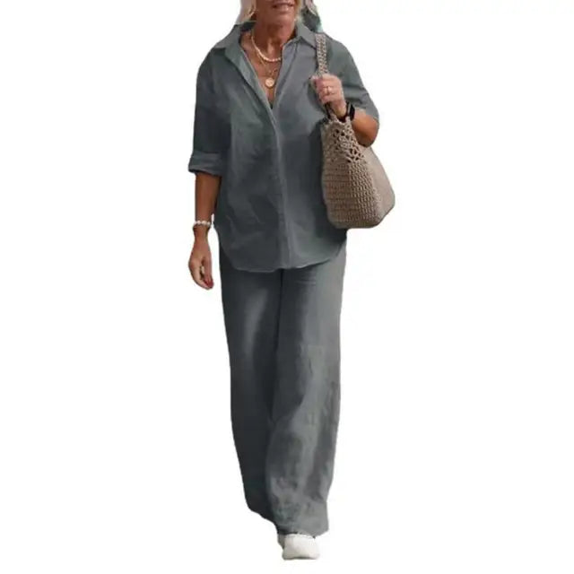 Leinen Zweiteiler Damen Elegant