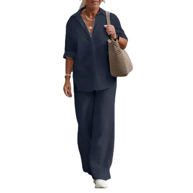Leinen Zweiteiler Damen Elegant