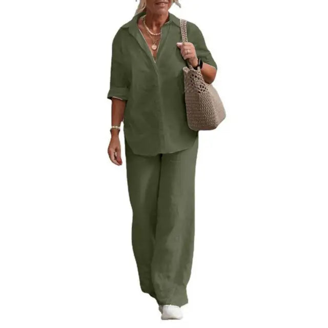 Leinen Zweiteiler Damen Elegant