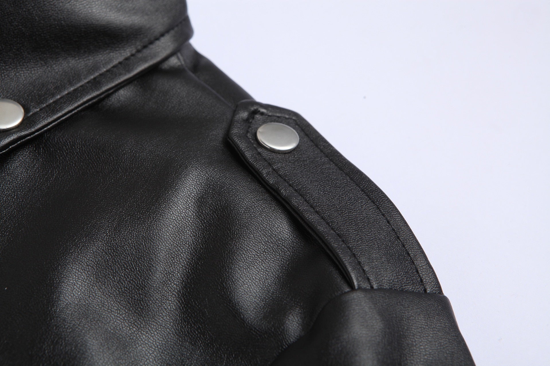 Herren Lederjacke Slim Fit Stehkragen Winddicht Motorradjacke
