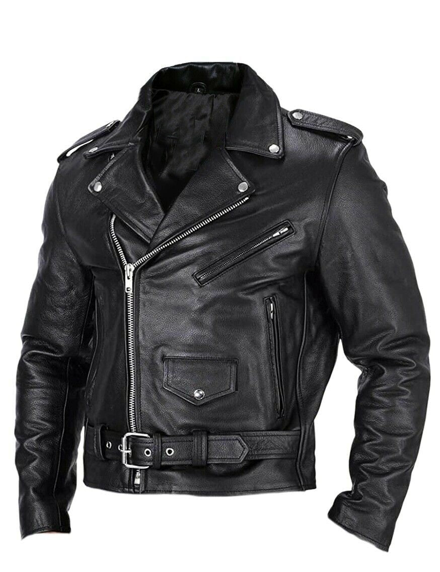 Herren Lederjacke Slim Fit Stehkragen Winddicht Motorradjacke