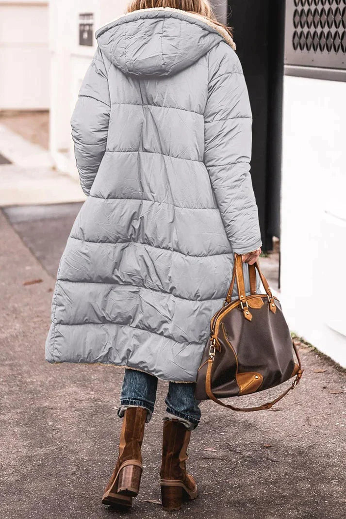 Langen Damen Wintermantel mit Teddyfutter