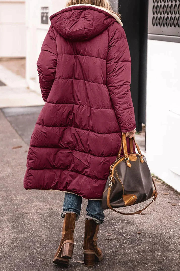 Langen Damen Wintermantel mit Teddyfutter