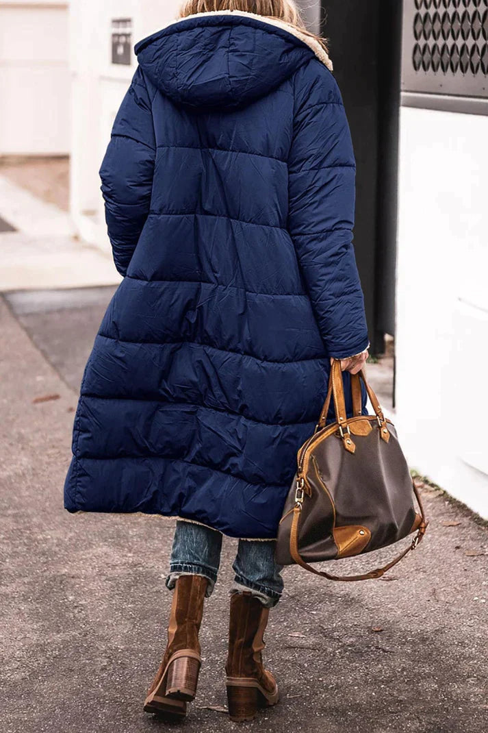 Langen Damen Wintermantel mit Teddyfutter