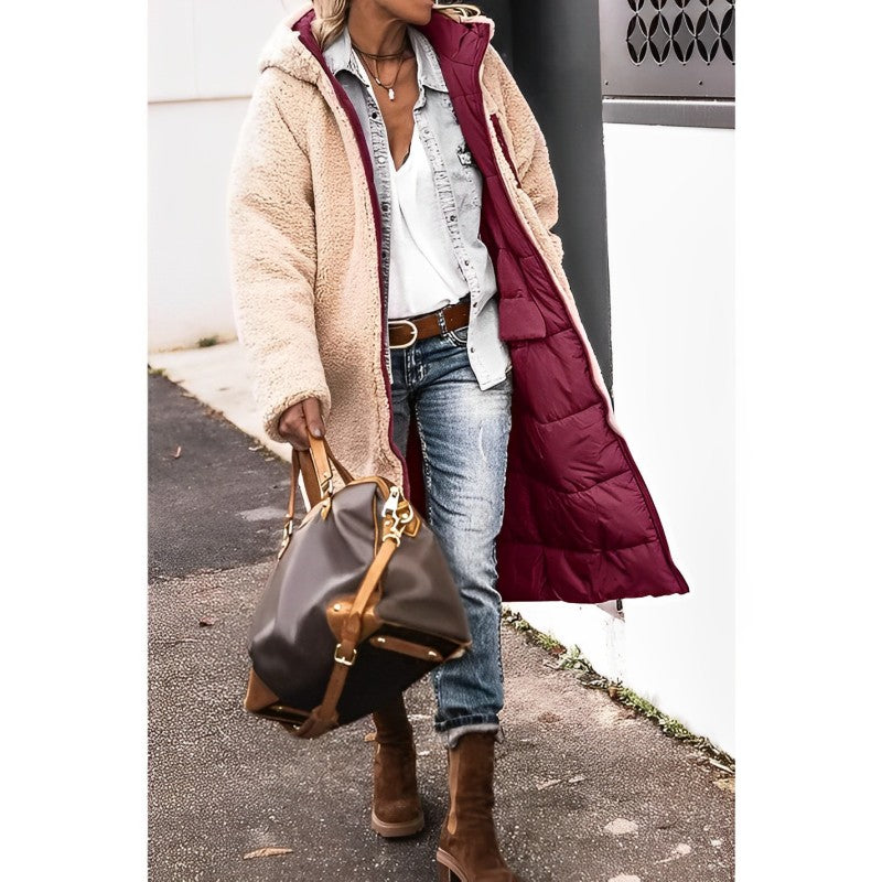 Langen Damen Wintermantel mit Teddyfutter