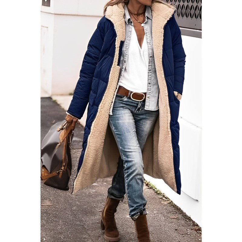 Langen Damen Wintermantel mit Teddyfutter