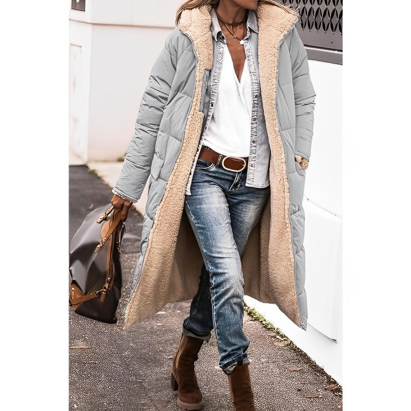 Langen Damen Wintermantel mit Teddyfutter