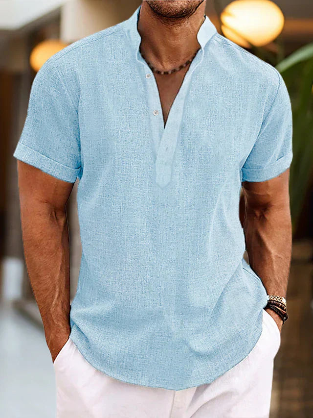 Herren Poloshirt V-Ausschnitt Baumwolle Hochwertig