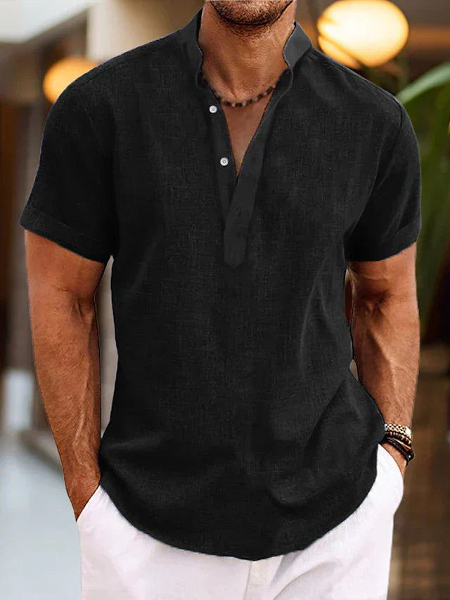 Herren Poloshirt V-Ausschnitt Baumwolle Hochwertig